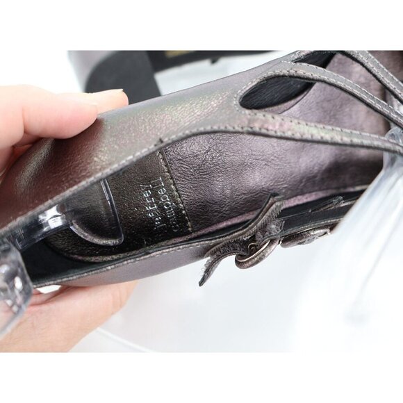 Jeffrey Campbell Tierz Mary Jane Pump Size 10 Pewter Iridescent Strappy Block - Picture 11 of 12